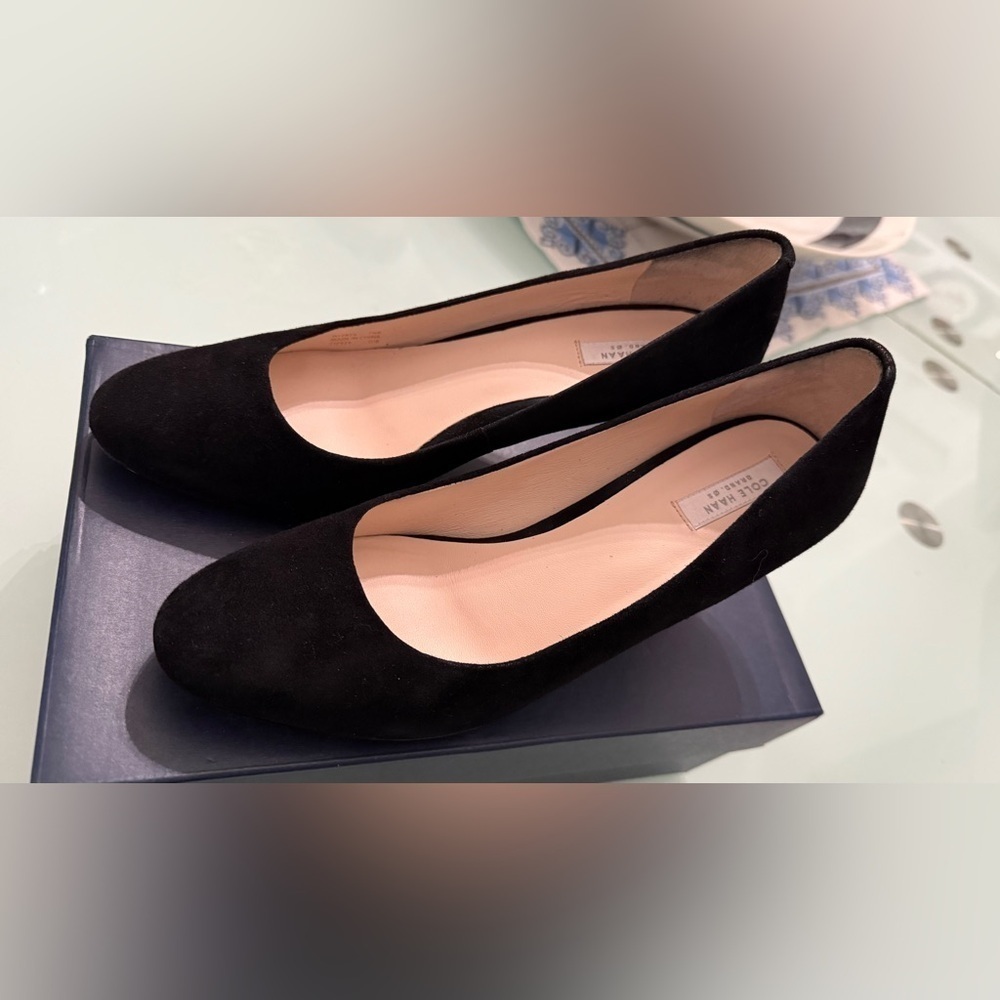 Cole Haan Ava Pump 65mm Suede Black Women's Heels - Picture 3 of 5